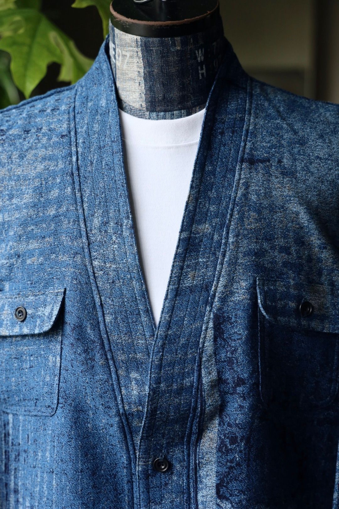 ファンダメンタル デニムシャツ BORO JAQUARD HAORI SHIRT RINSE(FA25SH47R)INDIGO☆新作発売！