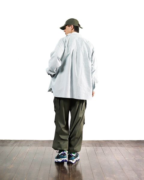 FreshService フレッシュサービスDRY OXFORD CORPORATE L/S B.D.SHIRT"GREEN STRIPE"スタイル