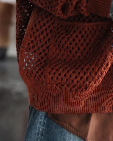 YOKE MESHED KNIT CARDIGAN"ORANGE"style.2022.2.21.