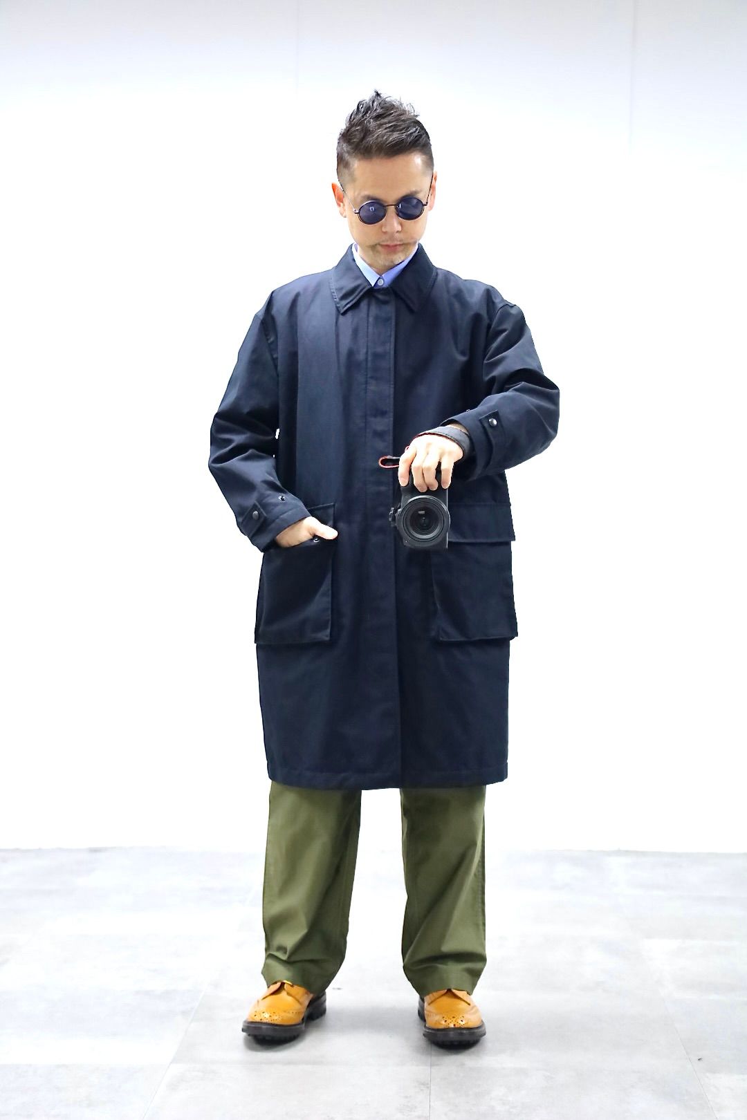 COMME des GARCONS HOMME 26SS 綿麻強撚サージステンカラーコートスタイル