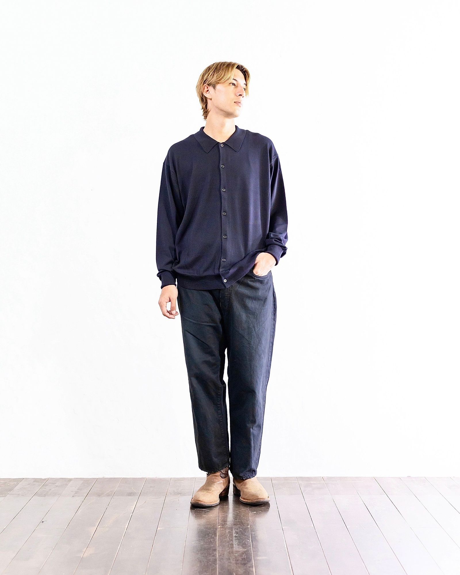 A.PRESSE Wool Knit Polo Collar Cardigan(NAVY) 8月10日(土)新作発売！ | 5143 | mark