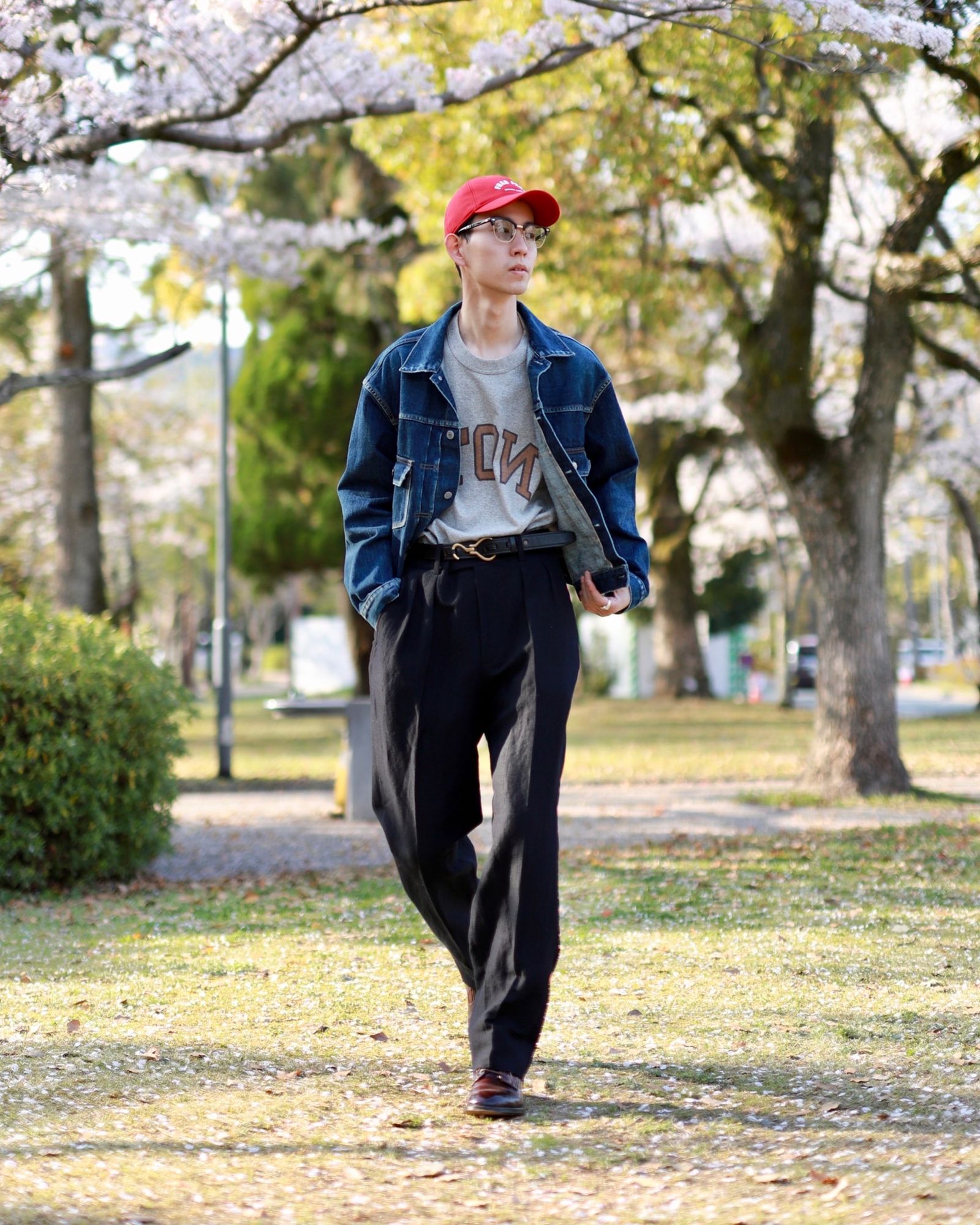 A.PRESSE アプレッセ23SS Wide Tapered Trousersヘリンボーンスタイル 