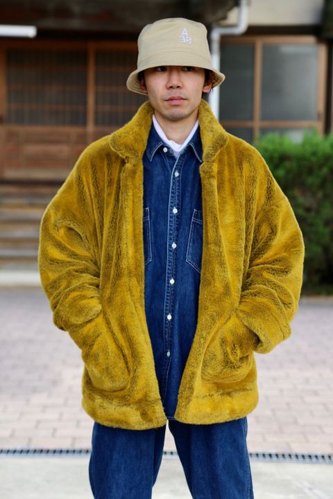 doublet HAND-PAINTED FUR JACKET"YELLOW"Style.2020.12.20.
