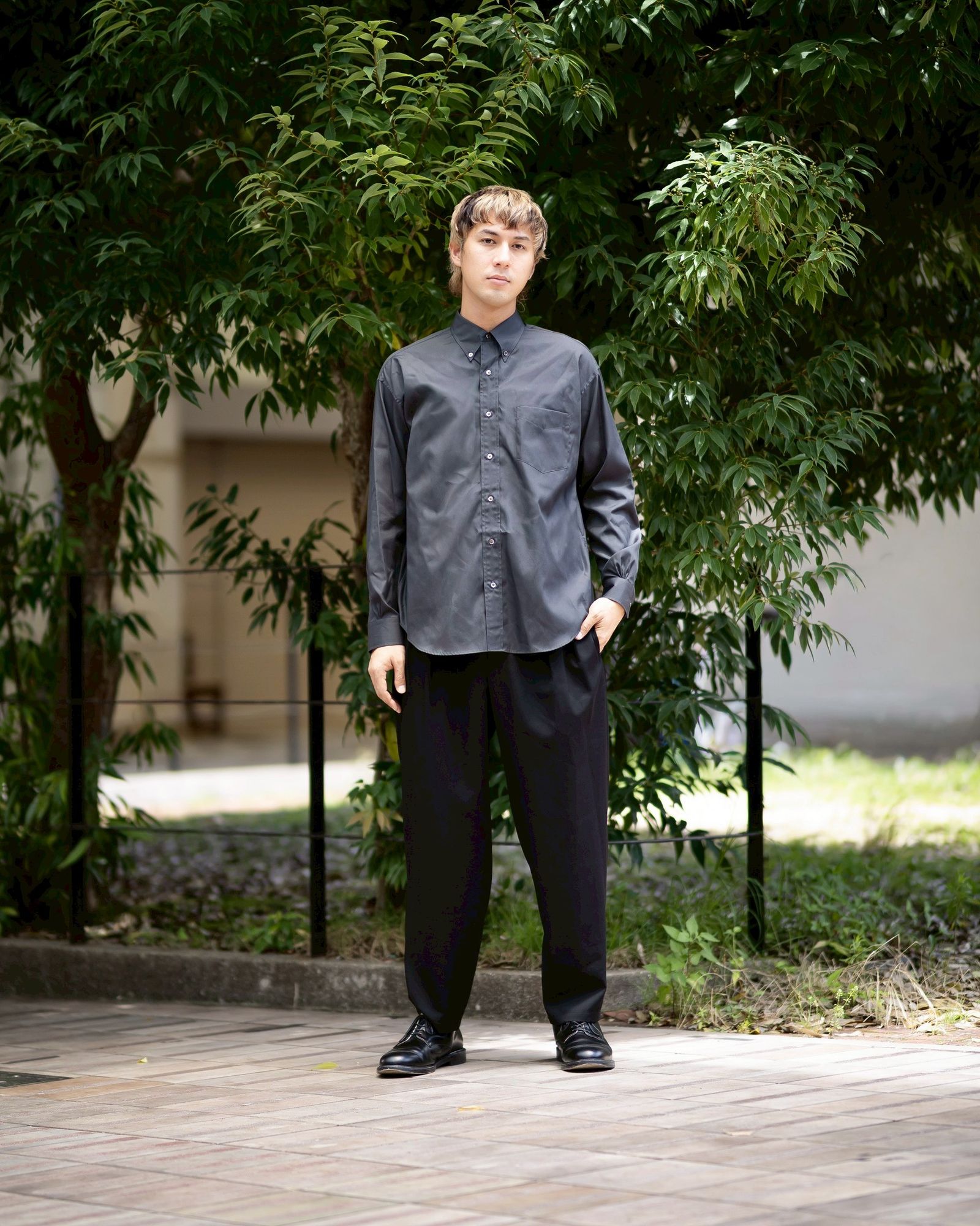 グラフペーパー Easy Care Poplin L/S B.D Box Shirt(GM263-50619)GRAY☆7月11日(土)発売！