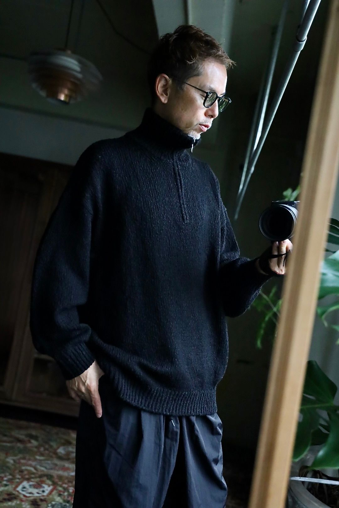 Graphpaper Fulled Wool Twill Flight Jacket"BKACK"スタイル