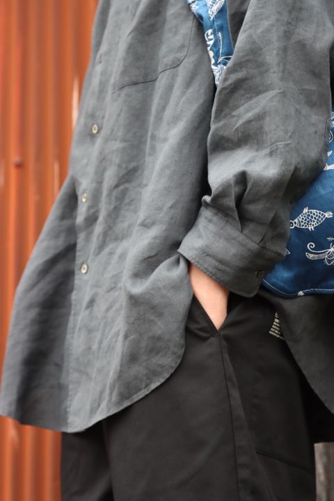 Graphpaper Linen L/S Oversized Band Collar Shirt style.2022.5.20
