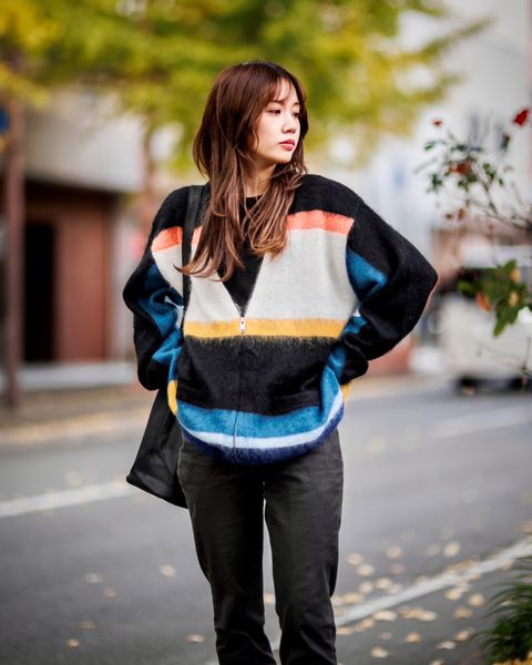ヨーク25SS MOHAIR BORDER V-NECK ZIP CARDIGAN - KEITA MARUYAMA 30TH ANNIV. EXCLUSIVE-(YK24FW0884S-KM)BLACK