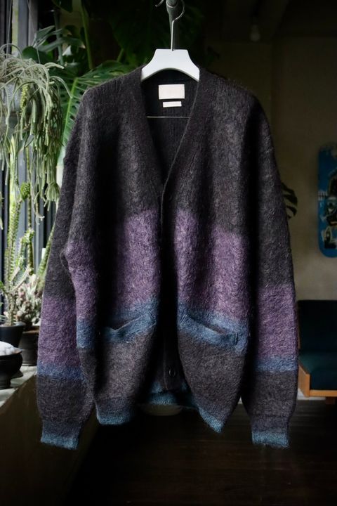 ヨーク23AW MOHAIR BORDER CARDIGAN(YK23FW0571S)BLACK