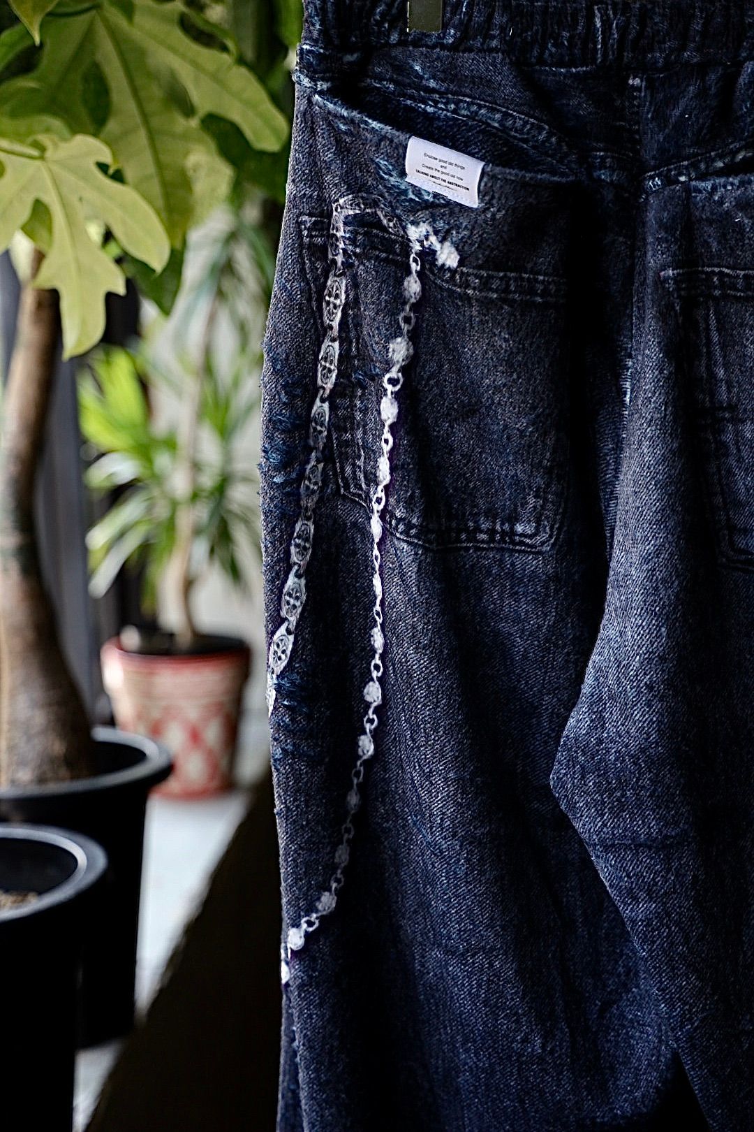 トーキングアバウト ジ アブストラクション 25AW FLEECE DENIM PRINT WIDE PANTS (2526AW-PT-005)BLACK☆新作発売！