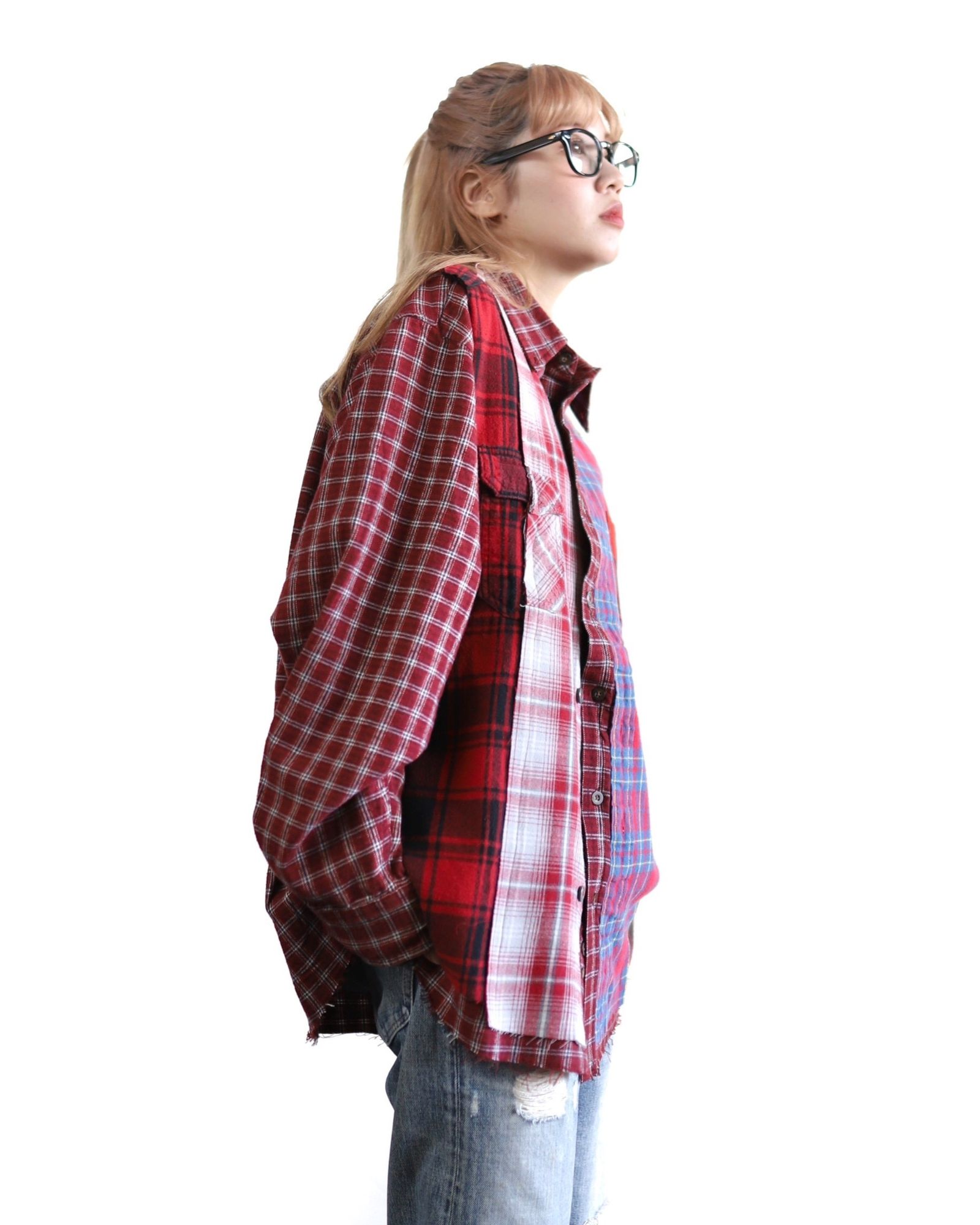 Rafu ラフ/Remake shirt/BLU-RED 初期限定ネルシャツ