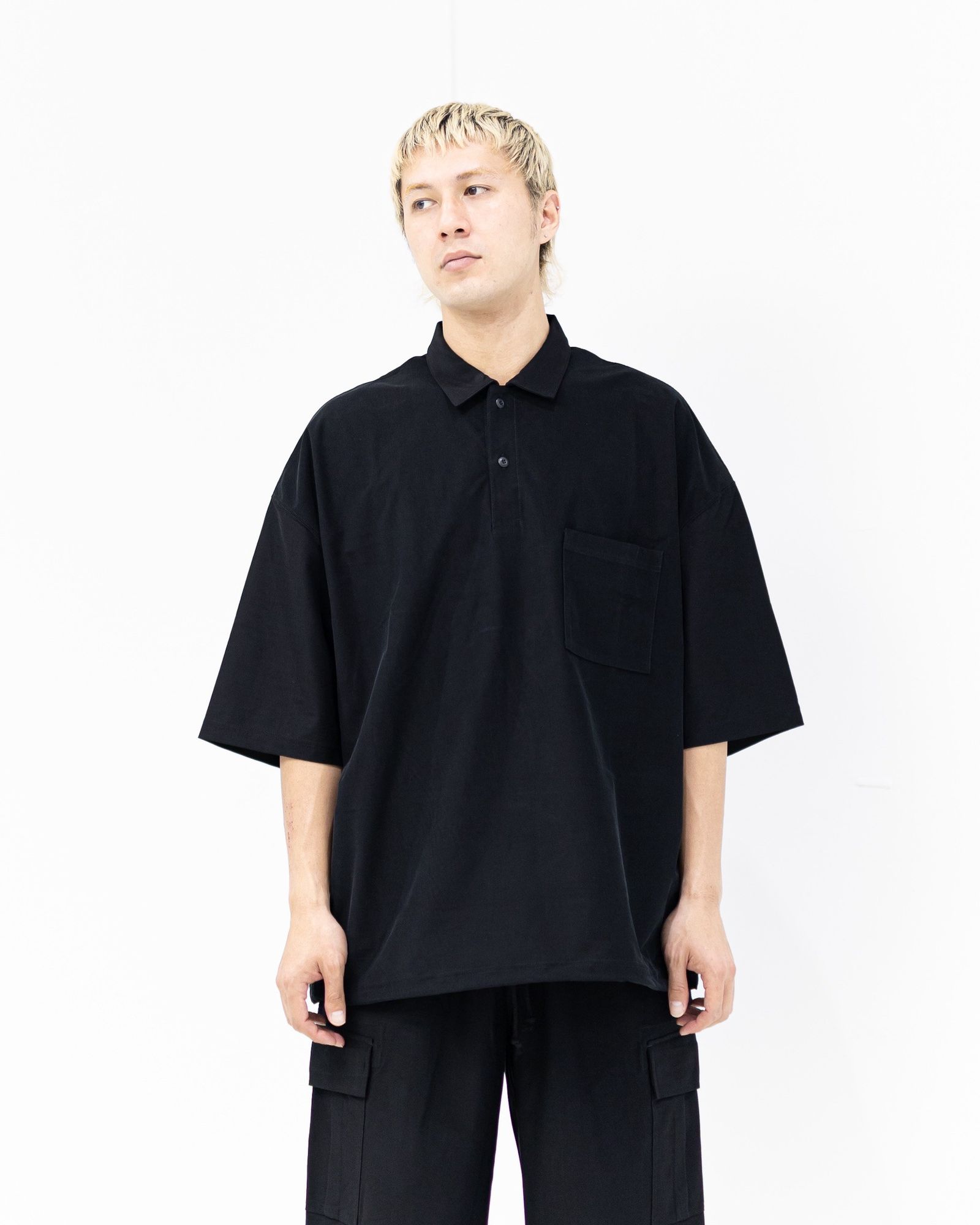 コムデギャルソンオム26SS ストレッチカルゼポロシャツ(HQ-T016-051)BLACK☆5月1日(金)発売！