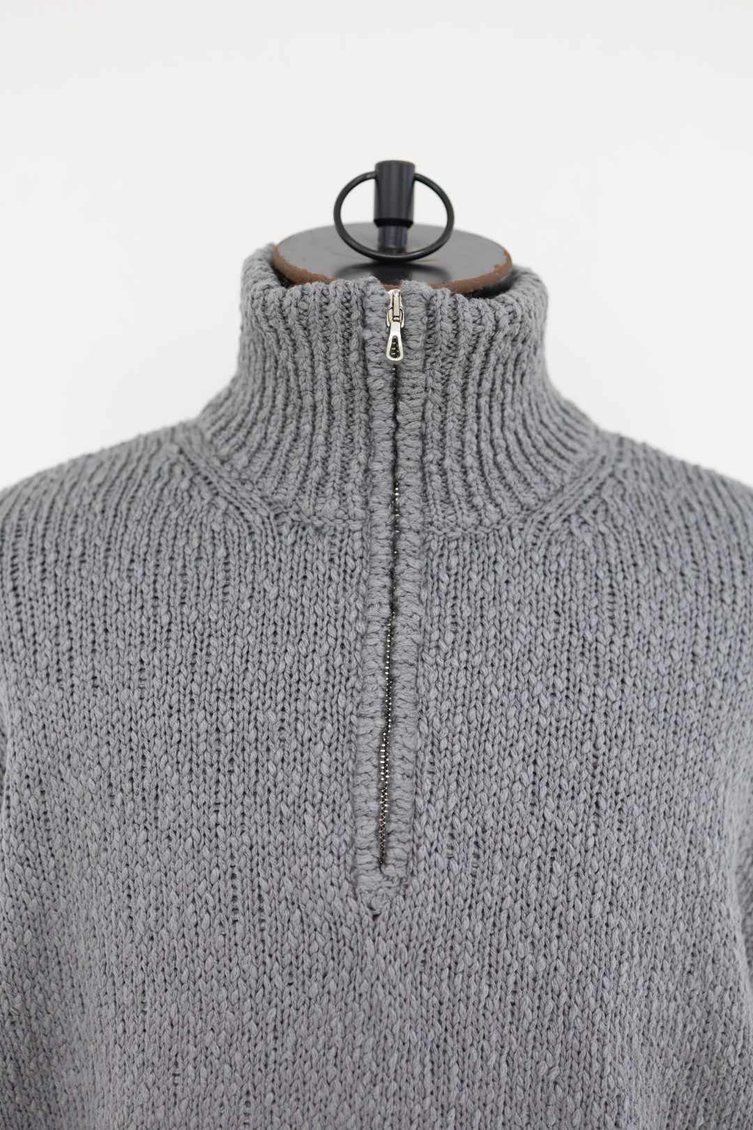 グラフペーパー Cotton Wool Slub Oversized Half Zip Knit(GU263-80603)STONE GRAY