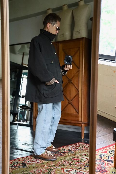 A.PRESSE 2026 STYLE2 Vintage Silk Hemp Riding Oiled Jacketスタイル
