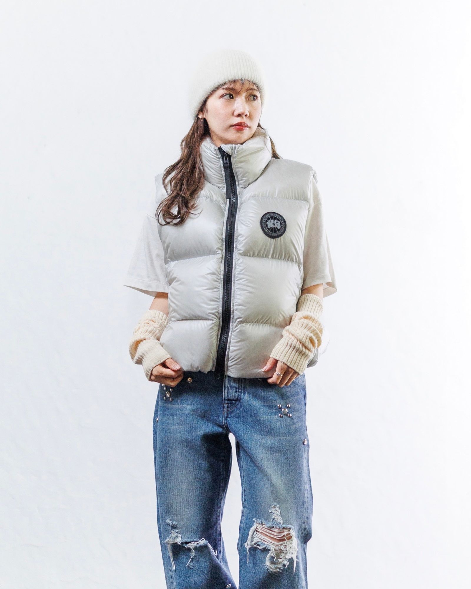 カナダグースレディース Cypress Puffer Vest Black Label (2257WB)Silverbirch