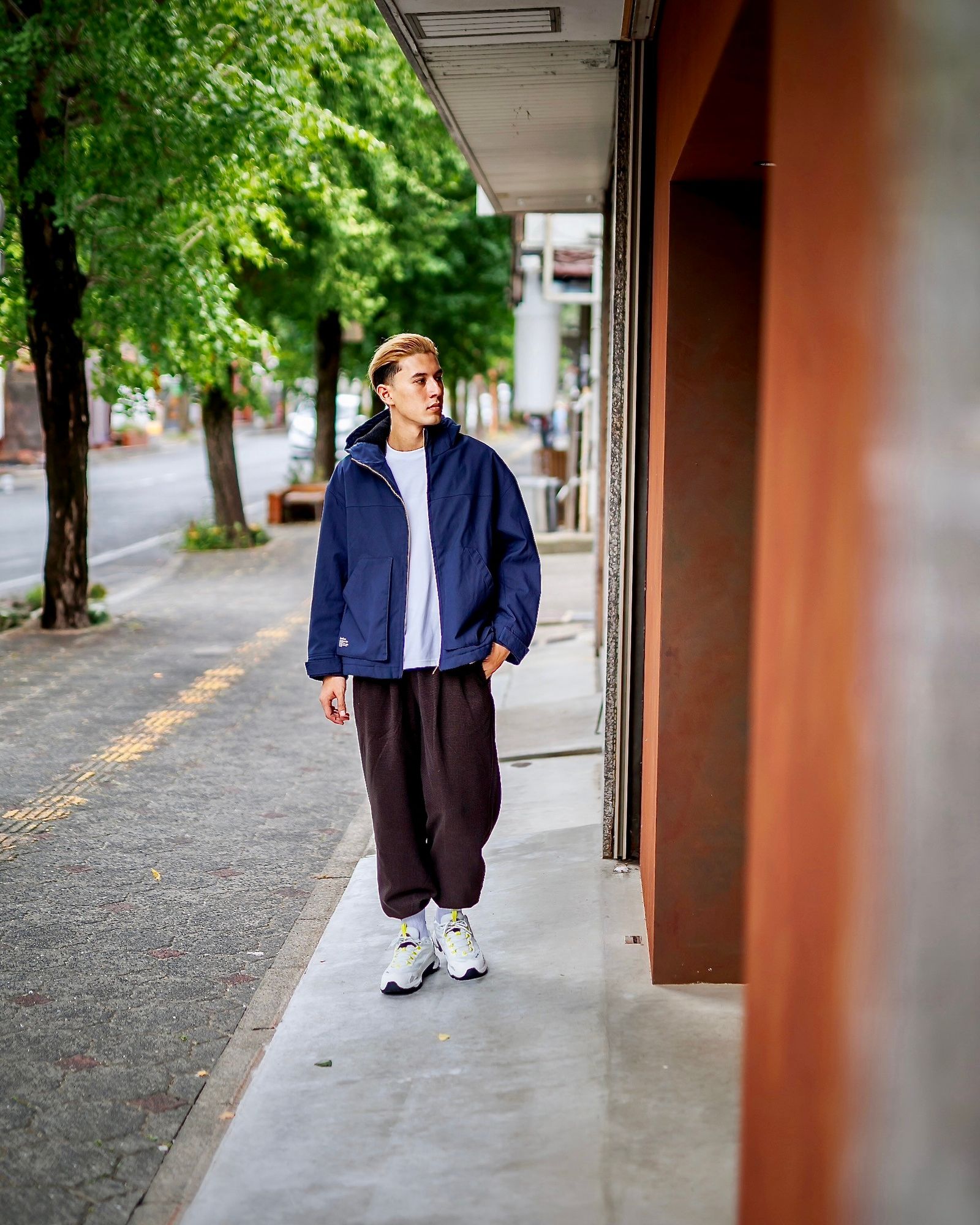 フレッシュサービス HOUNDSTOOTH TWO TUCK TRACK PANTS (FSC243-40188)BROWN