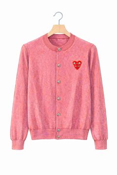 プレイコムデギャルソン ROUND NECK CARDIGAN (PINK/DOUBLE RED HEART)☆新作発売！