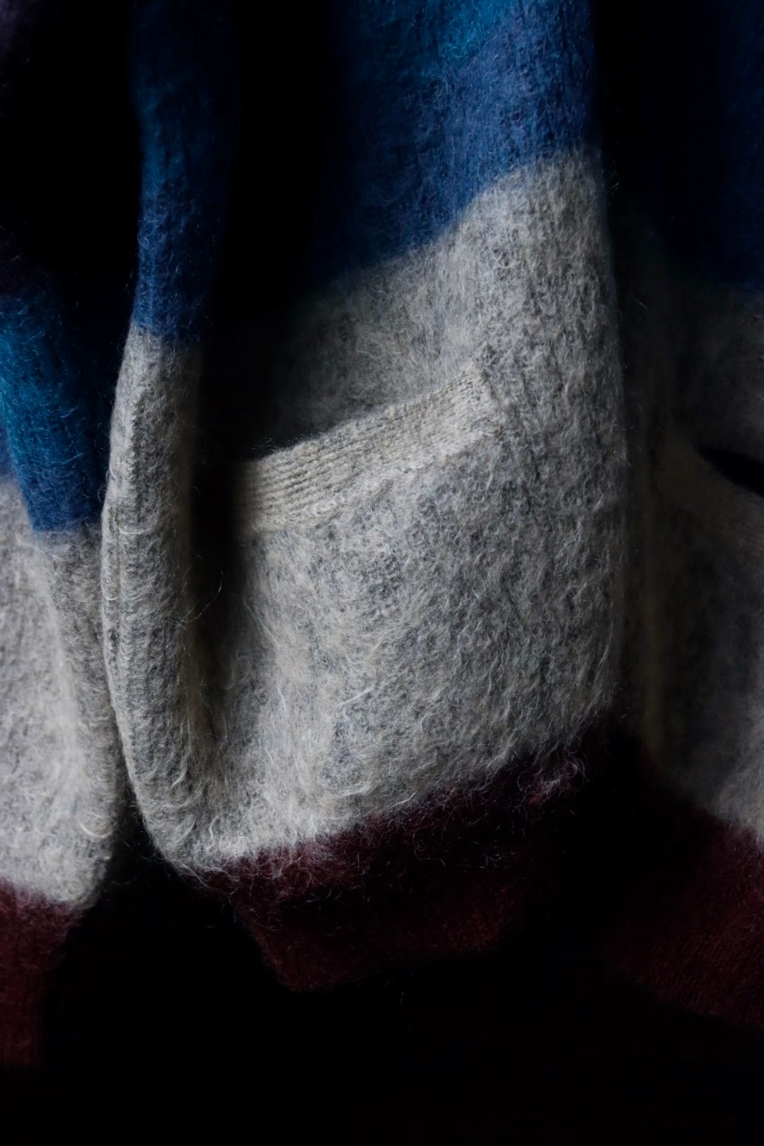 ヨーク23AW MOHAIR BORDER CARDIGAN(YK23FW0571S)PURPLE