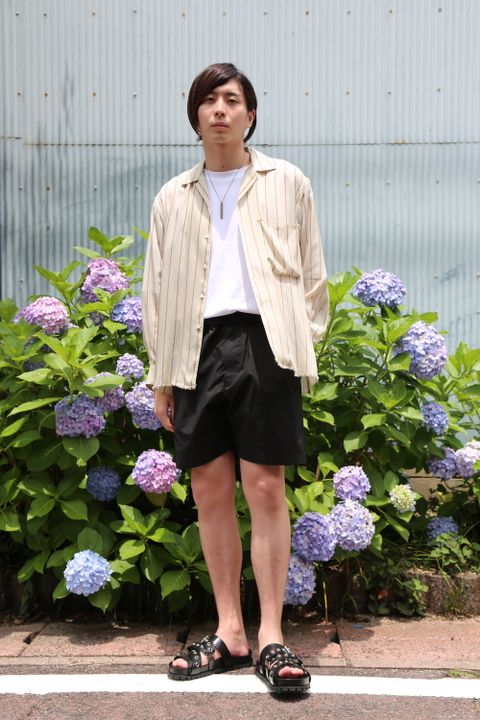 Graphpaper Stretch Typewriter Cook shorts"BLACK" (GM201-40084B) style.2020.7.3.