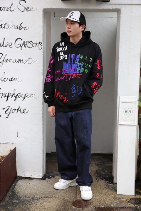 doublet MESSAGE EMBROIDERY HOODIE"BLACK"style.2020.9.12.