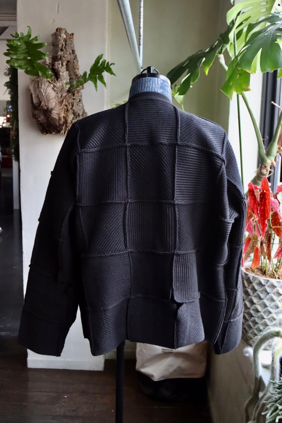 ヨーク24SS PATCHWORK RIB BUTTONED CARDIGAN(YK24SS0683S)BLACK