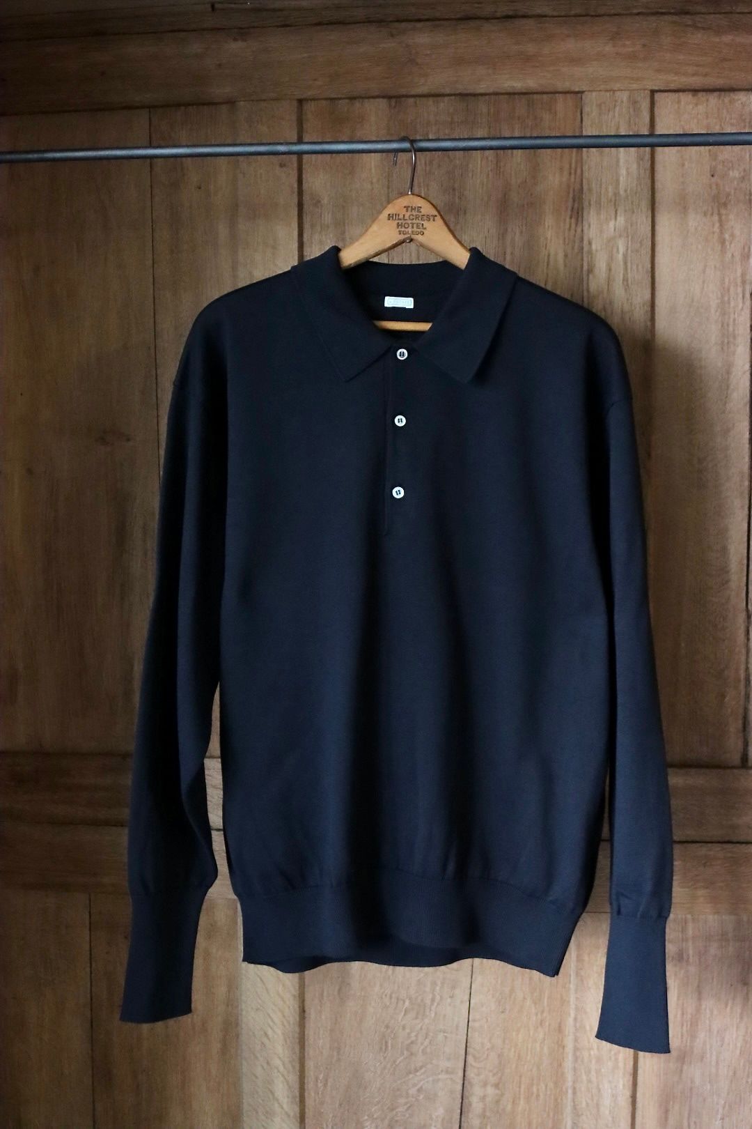 アプレッセ24SS ポロシャツCotton Knit L/S Polo Shirts(24SAP-03-07K)BLACK☆2月10日(土)発売！ -  1(S)