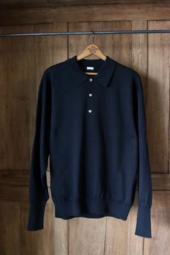 アプレッセ24SS ポロシャツCotton Knit L/S Polo Shirts(24SAP-03-07K)BLACK☆2月10日(土)発売！