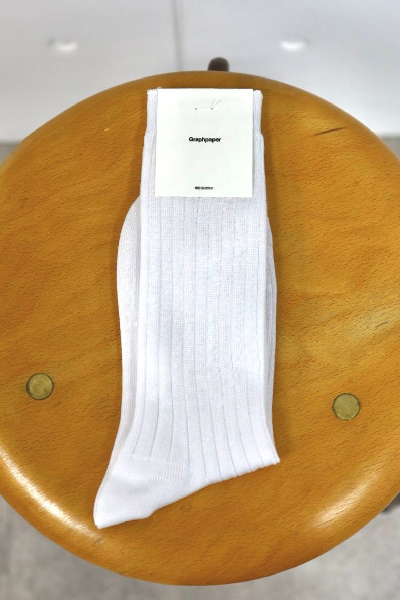 グラフペーパー26SS Graphpaper Rib Socks(GU261-90291B) WHITE☆1月24日(土)発売！