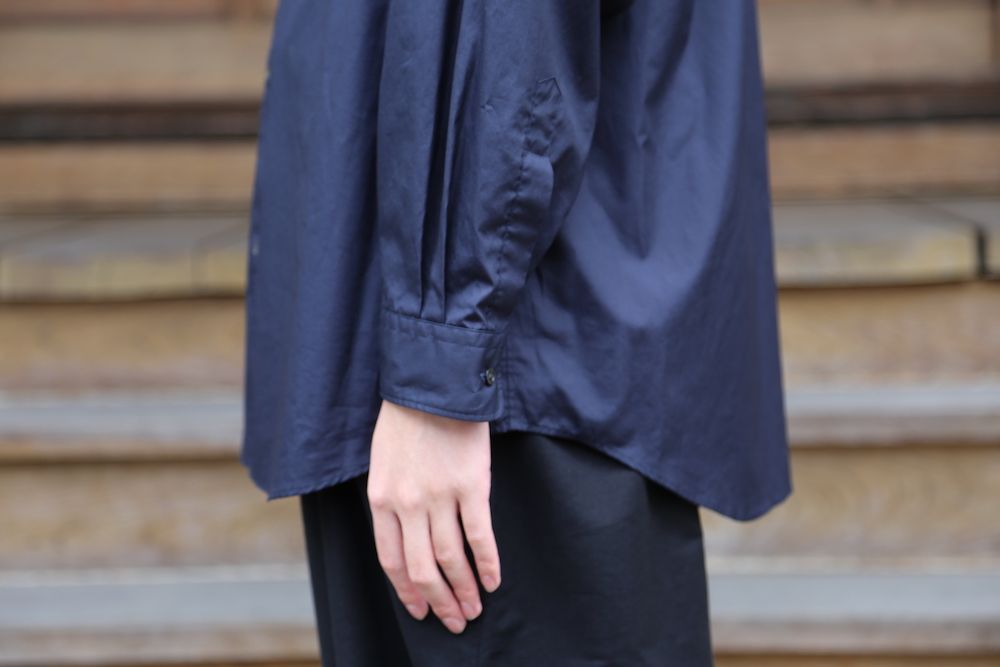 Graphpaper Broad L/S Oversized Regular Collar Shirt(GM203-50110B)NAVY style.2020.7.12.