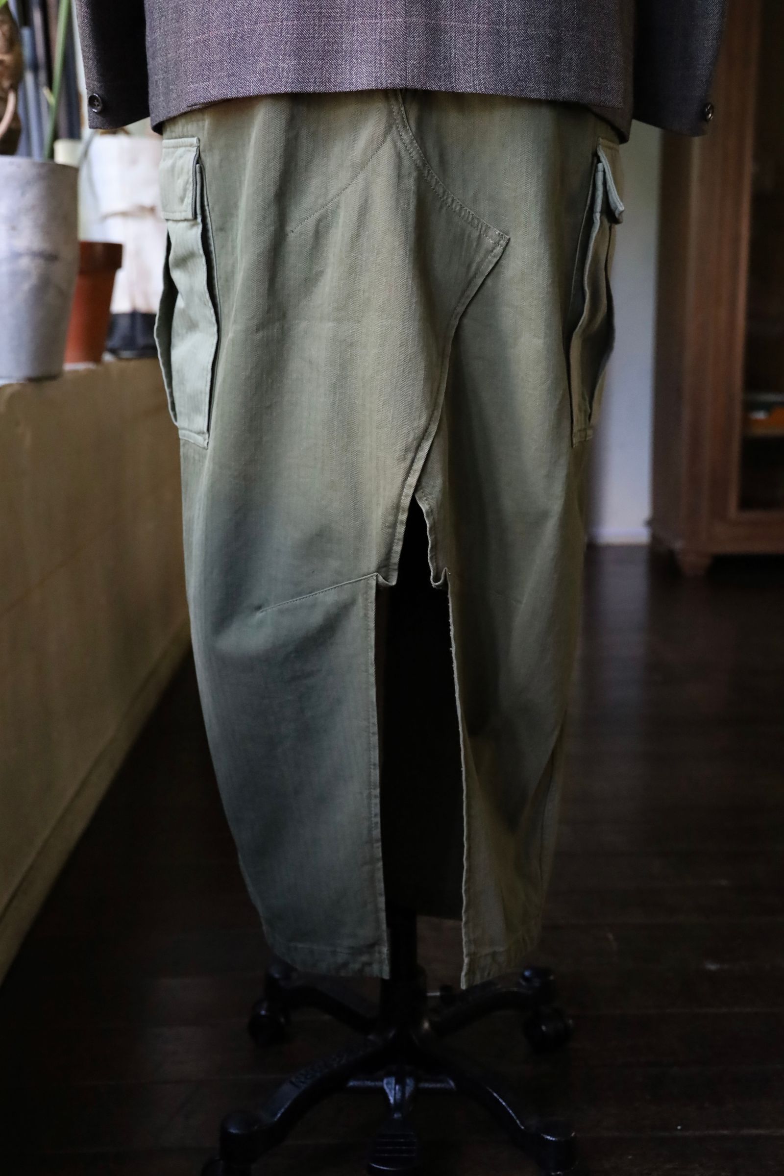 ジュンヤワタナベマン24AW ウールチェック×綿ヘリンボーンコート(WN-CO10-051)D.BROWN×KAHKI