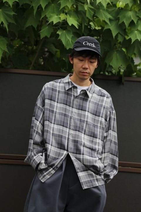 Graphpaper Tencel Check Regular Collar Big Sleeve Shirt"BLACK×GRAY"Style.2020.8.28.