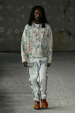 ジュンヤワタナベマン 26SS Levi'sWネーム レーヨンリネン花柄プリント×牛革ジャケット(WQ-J204-051)