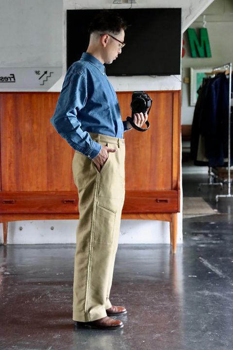 blurhms22FW Work Cardigan Jacket & Utility Back side Trousersスタイル.2022.8.14.