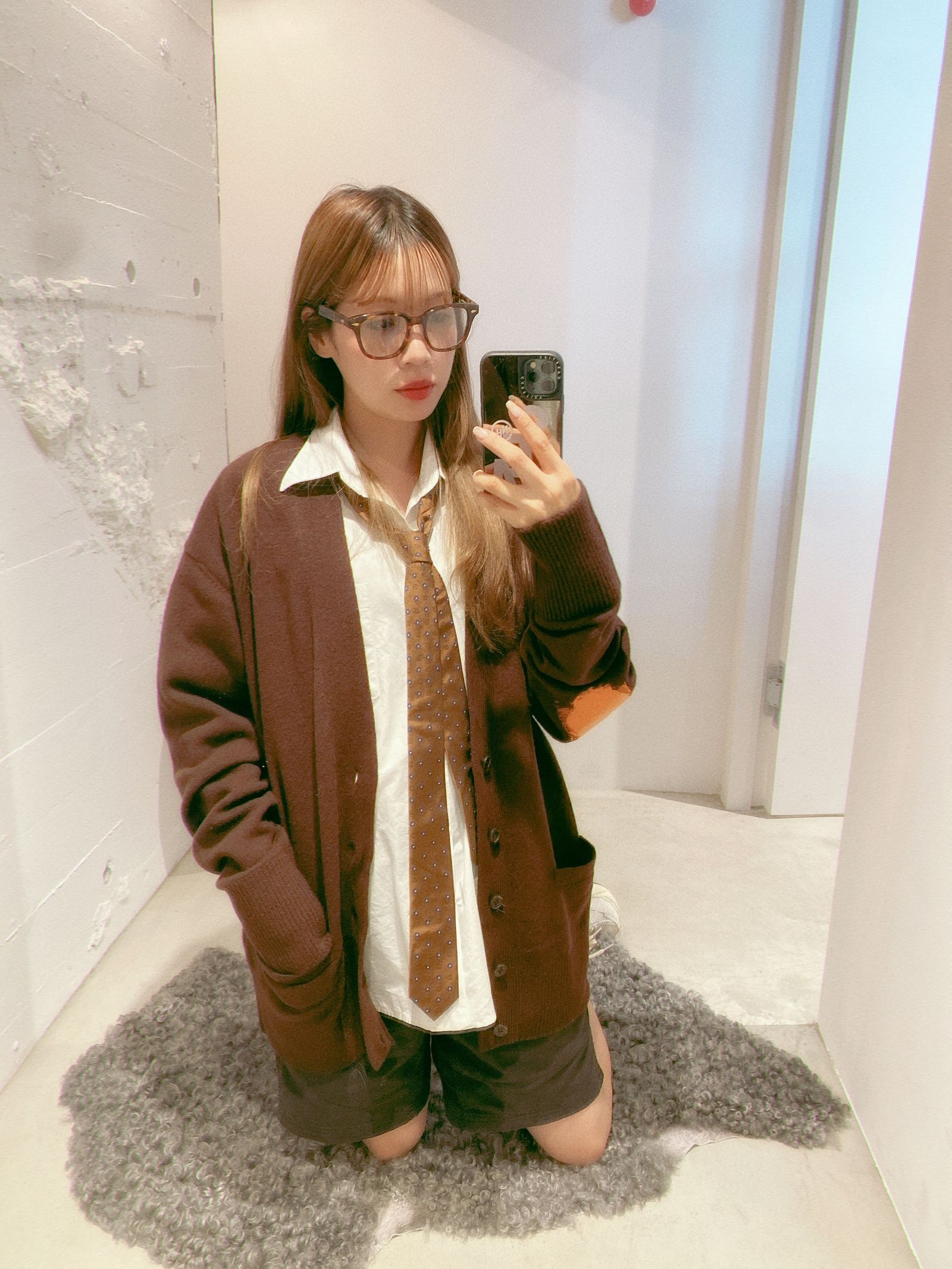 ヨーク24FW PAINTED ELBOW PATCH CARDIGAN(YK24FW0821S)BROWN