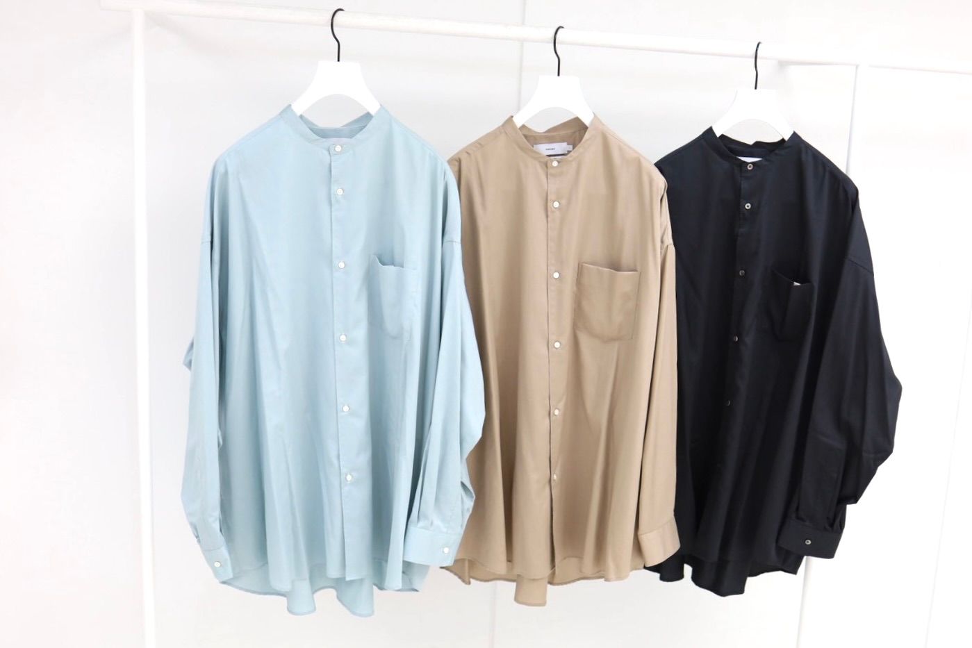 グラフペーパー26SS Silicon Poplin Oversized Band Collar Shirt(GM261-50181)TAUPE☆2月28日(土)発売！