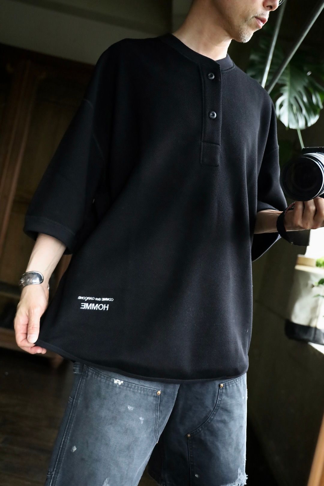 コムデギャルソンオム　綿エステルワッフルTシャツ COMME des GARCONS HOMME 綿エステルワッフルTシャツスタイル
