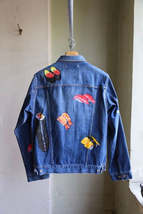 doublet FOOD HAND-PAINTED DENIM JACKET"L.BLUE"style.2020.8.8.
