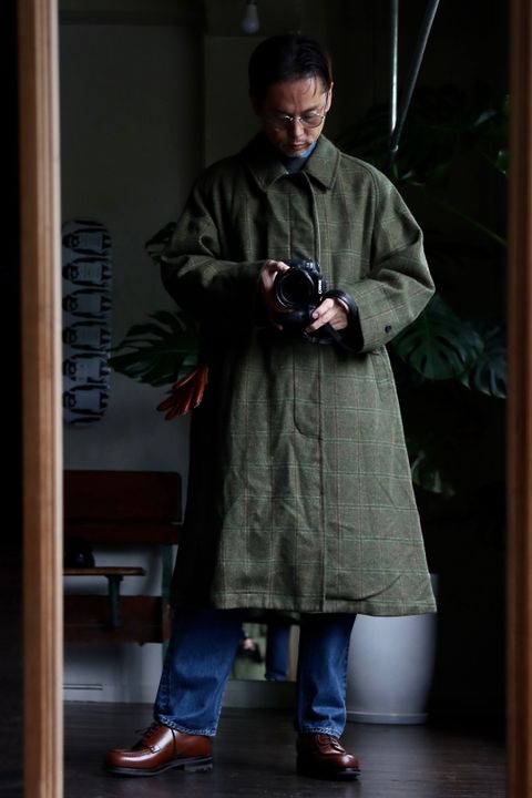 アプレッセ22FW Tweed Balmacaan Coatスタイル2022.10.1.