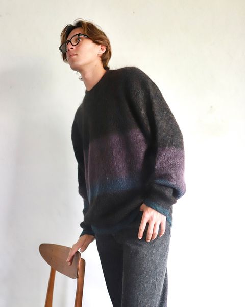YOKE 23AW MOHAIR BORDER CREWNECK SWEATER"BLACK"スタイル