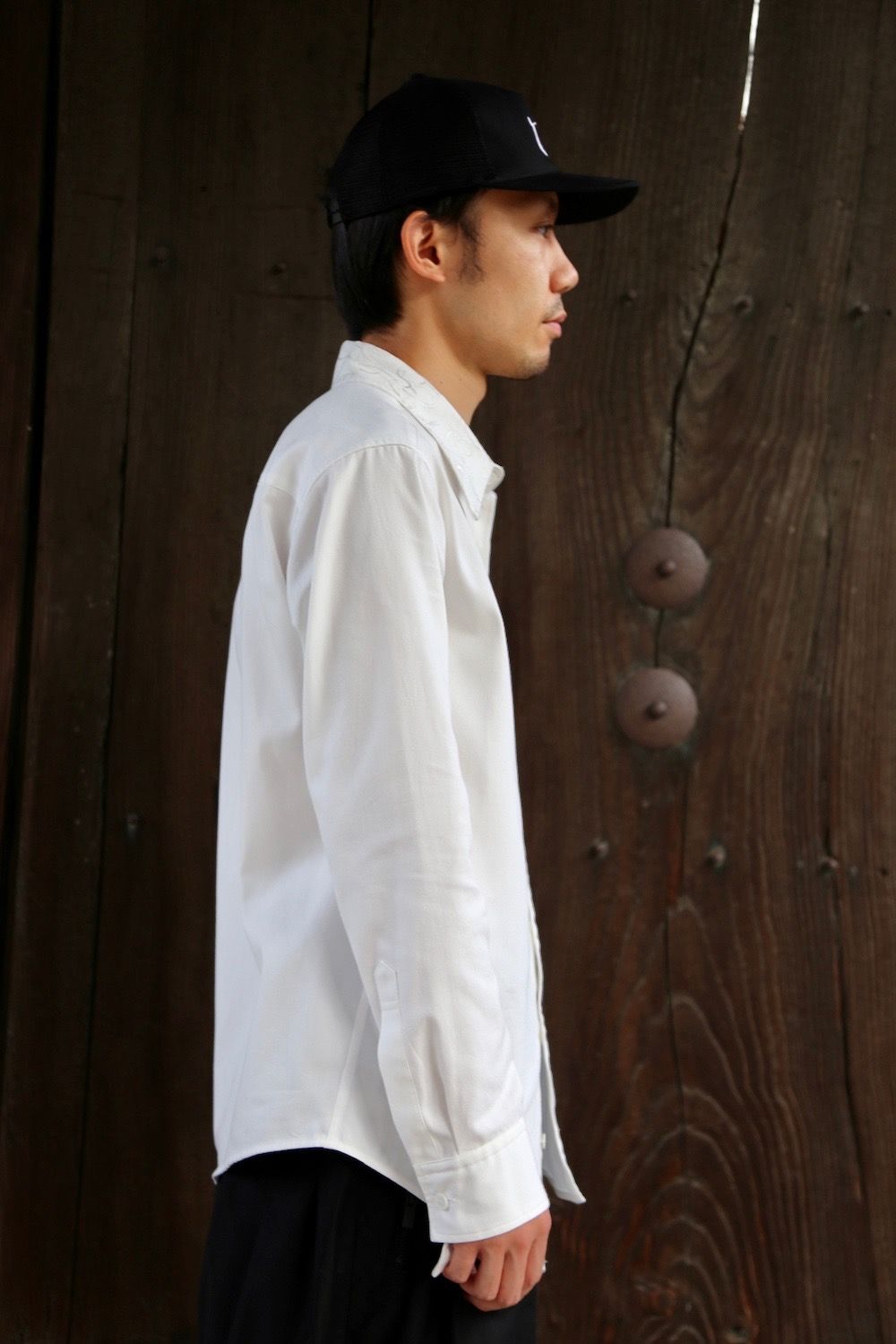 sulvam OX left embro shirt"WHITE"Style.2020.7.29.