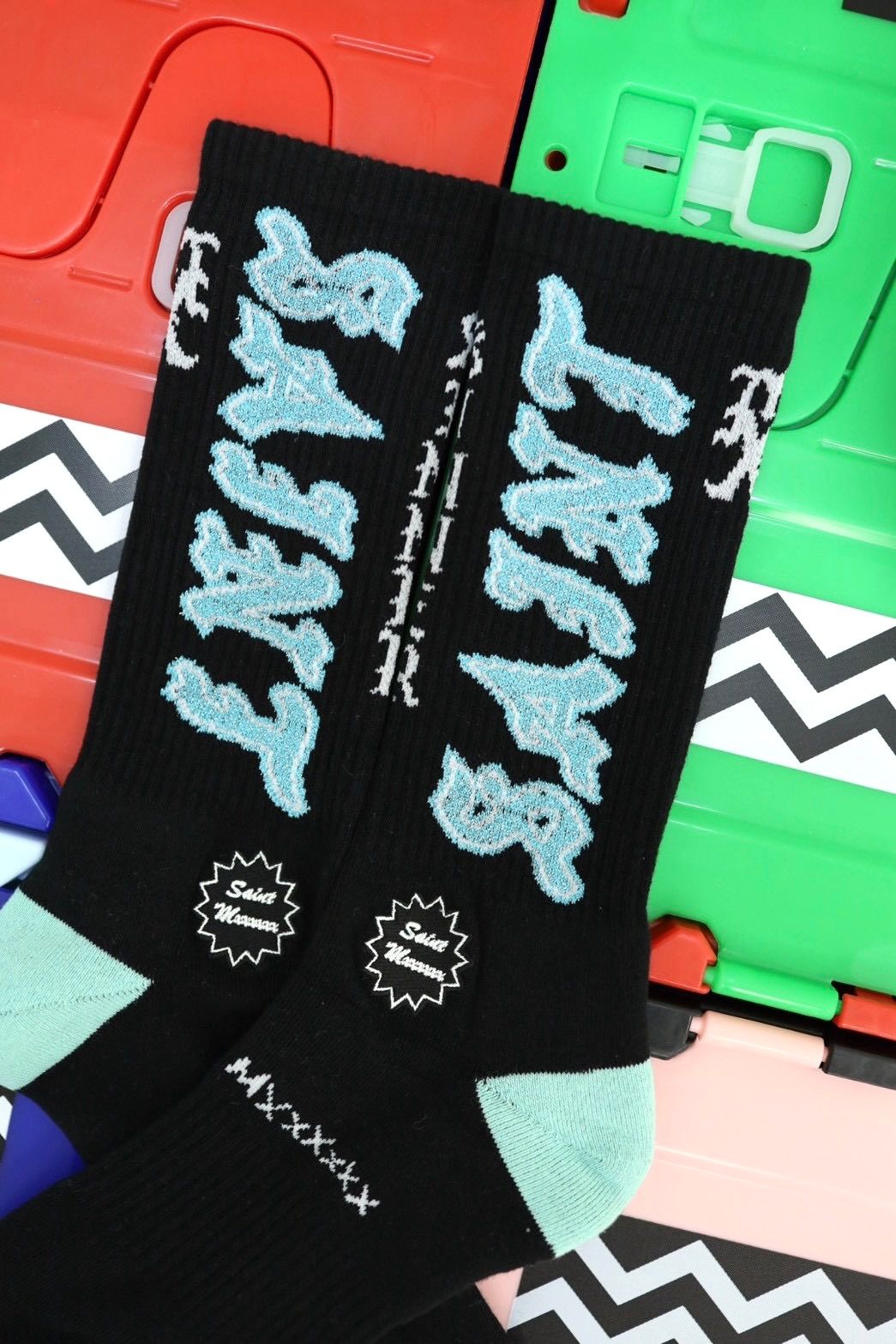セントマイケル 26SS SAINT SOCKS(SM-MK8-0000-111)BLACK×BLUE☆4月11日(土)発売！