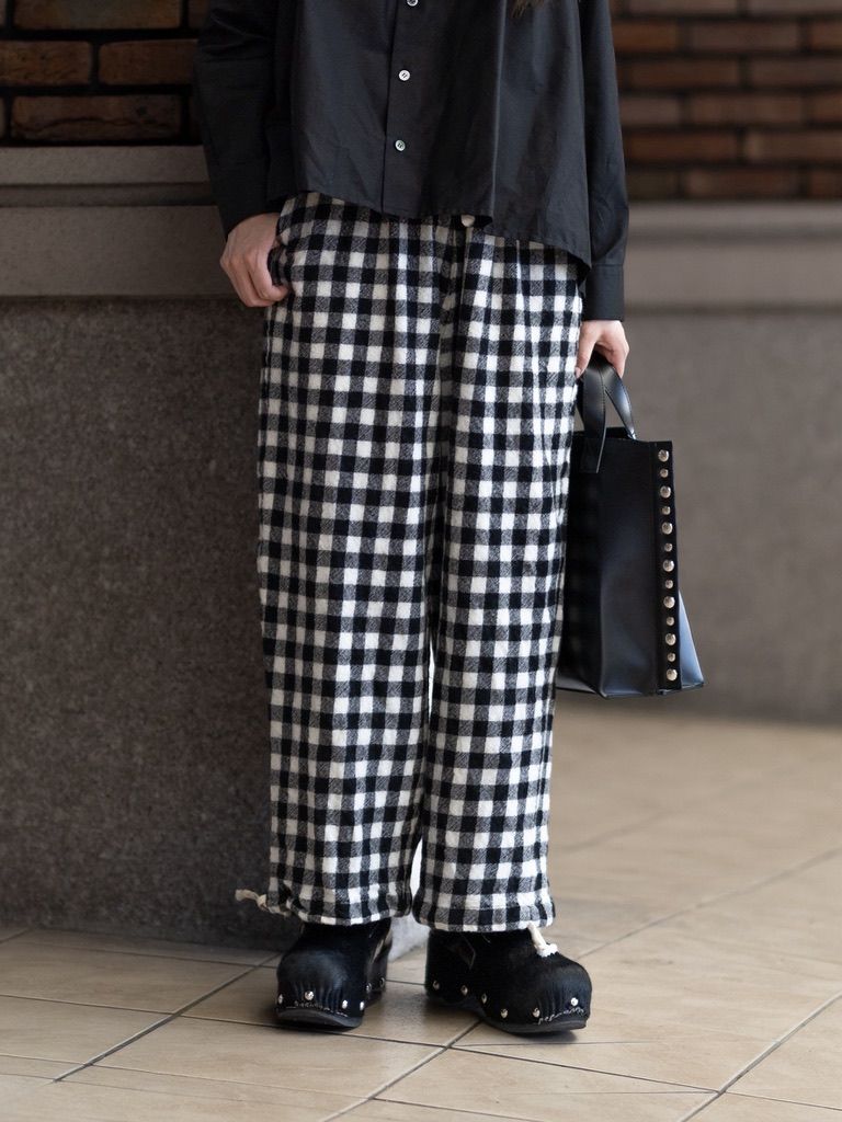 tao 26FW ウールギンガムチェック先染 製品縮絨パンツ style.2026.10.2