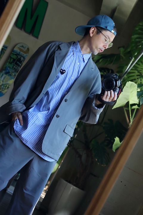 FreshService × HOUYHNHNM “EDITOR’S JACKET” & “EDITOR’S TROUSERS”GRAYスタイル