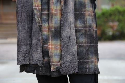 yohji yamamoto チェックJQ製品ムラ染めボウタイロングシャツStyle .2020.10.2.