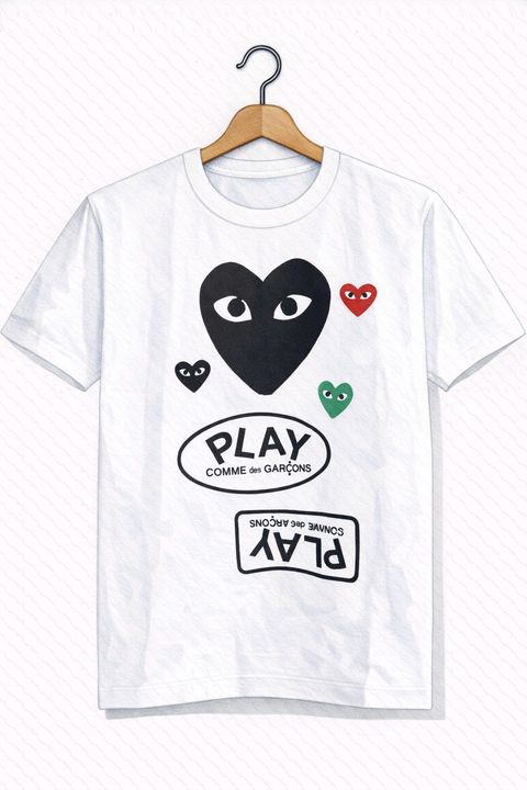 PLAYプレイコムデギャルソン レッド ブラック グリーン エンブレムTシャツ (BLACK)☆新作発売！
