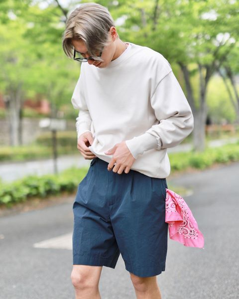 A.PRESSE High Density Weather Cloth Shorts "NAVY"スタイル