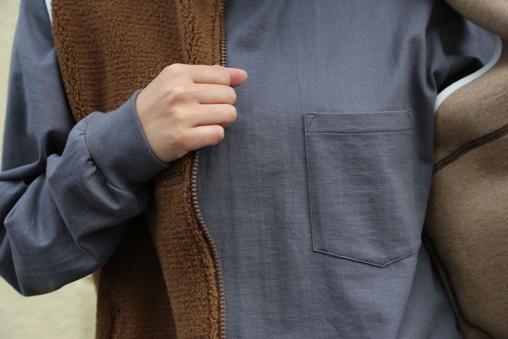 Graphpaper Wool Boa Zip-Up Vest"CAMEL"Style.2020.12.14.