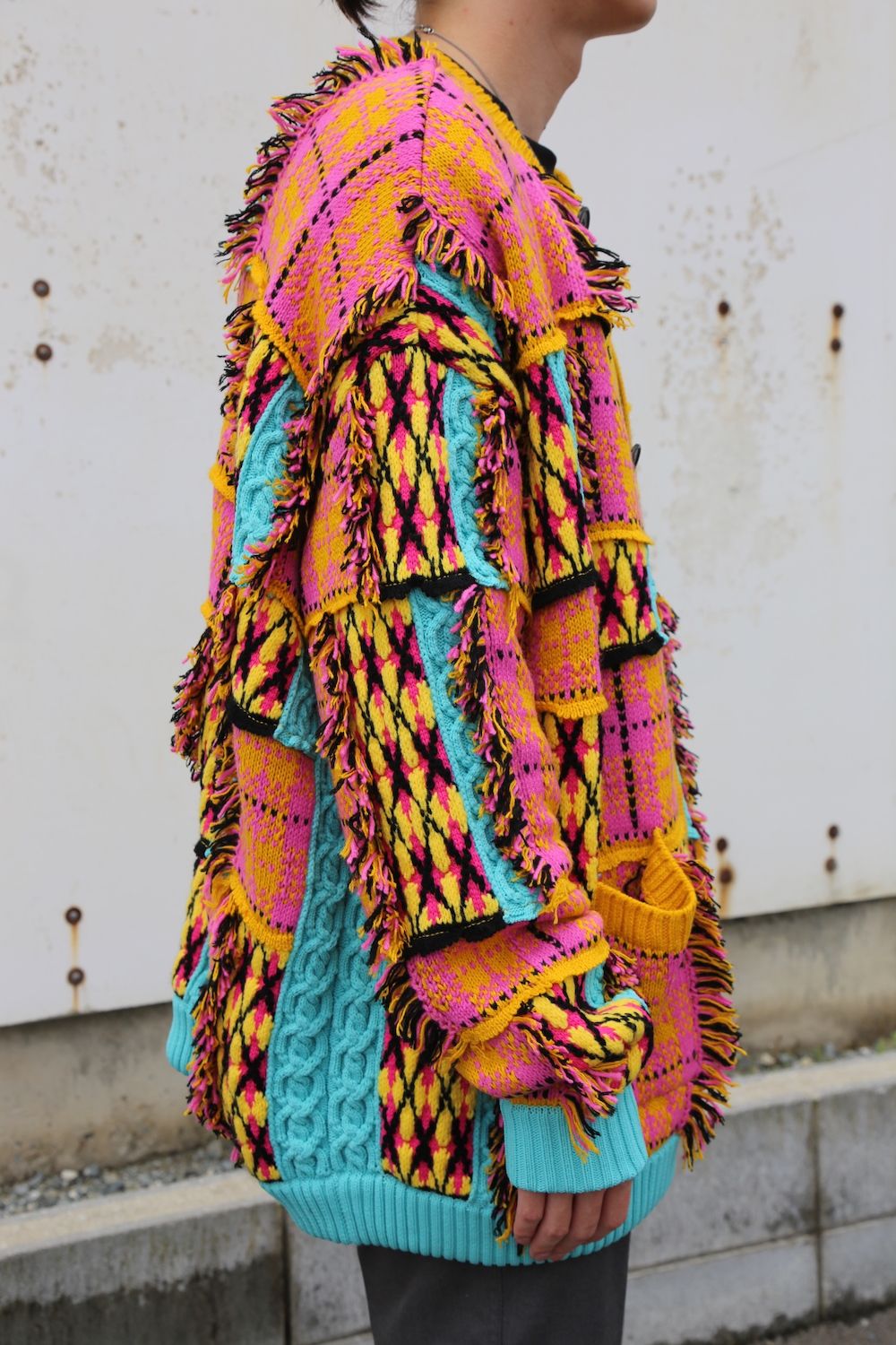 KIDILL 2020 A/W Chaotic Argyle Tartan Cardigan(KL459) "Yellow×Pink" style.2020.7.3.