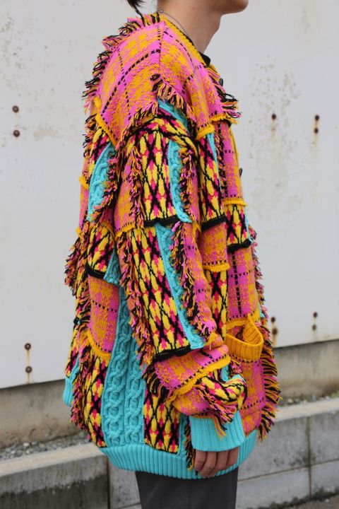 KIDILL 2020 A/W Chaotic Argyle Tartan Cardigan(KL459) "Yellow×Pink" style.2020.7.3.
