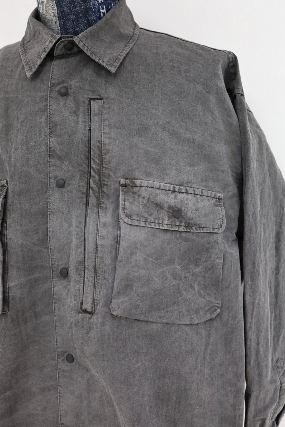 イズネス 26SS シャツ Pigment-Dyed Long-Sleeve Shirt(26SS_07_1008SSSH04-2) BLACK ☆新作発売！