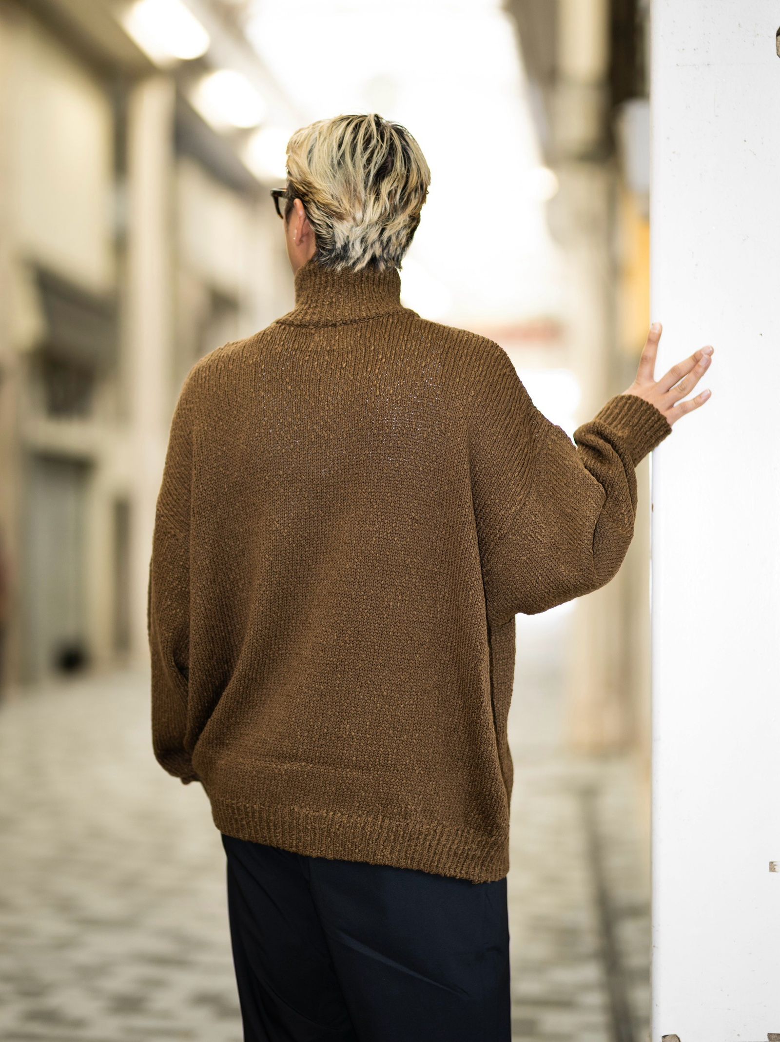Graphpaper Cotton Wool Slub Oversized Half Zip Knit MARK Style